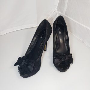 ALDO Black Lace with Bow Ladies High Hells